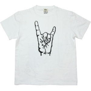 手描きTシャツのniko(ニコ) men’s手狐ハンドサインTシャツ　手描きで描いた狐のTシャツ