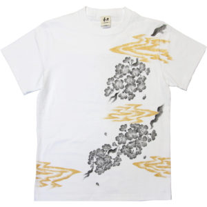 桜柄手描きTシャツ　和柄　ハンドメイド　niko