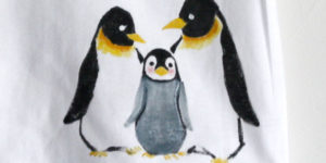出産お祝いにペンギンと柚子のベビーTシャツ