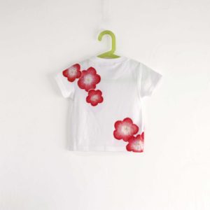 手描きTシャツ 梅の花柄Tシャツ ホワイト キッズ　子供服