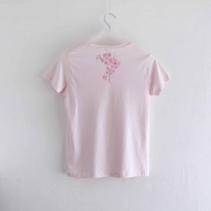 コサージュ桜の花柄Tシャツ　ピンク　レディース