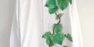 観葉植物フィカス・ウンベラータ手描きボタンダウンシャツオーダー