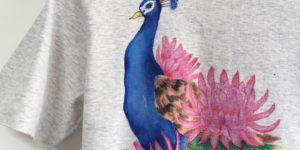孔雀の手描きTシャツオーダー