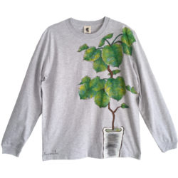 観葉植物 フィカス・ウンベラータ 手描き長袖Tシャツ袖リブ付きを追加しました。