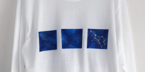 12星座選べる手描き宇宙柄長袖Tシャツホワイト
